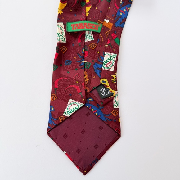 Men’s Tabasco Silk Necktie Shrimp, Fish, And Crab Design - Picture 4 of 4